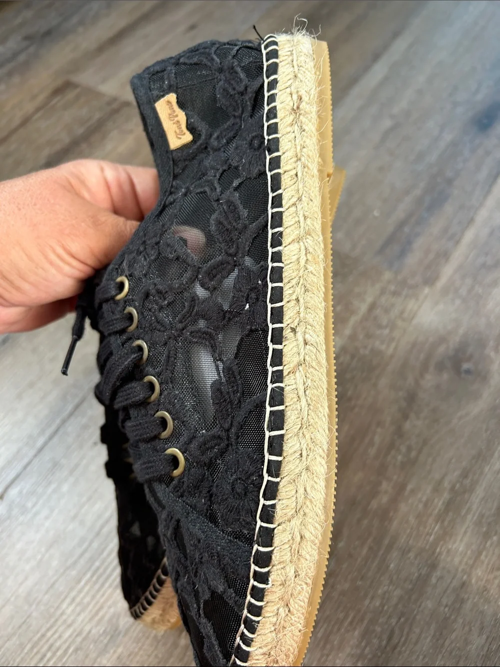 Women's Black Lace Espadrille Sneaker